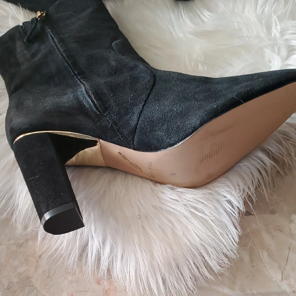 Brian Atwood Black Ankle Booties with Suede Finish - Picture 8 of 12